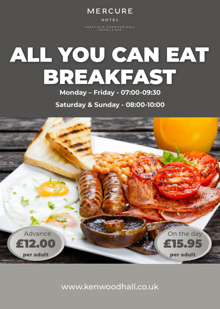 A4 Breakfast Full English 2022 Mercure Sheffield Kenwood Hall Hotel & Spa